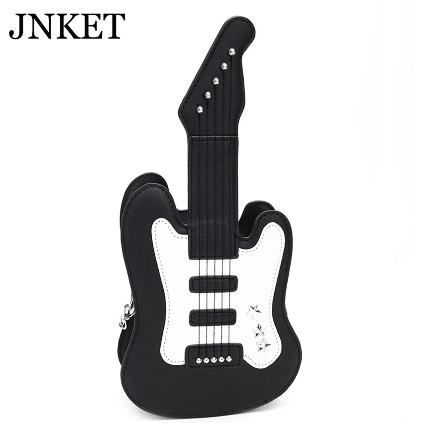 

JNKET New Fashion PU Leather Lady Shoulder Bag Mini Guitar Shape Portable Crossbody Bag Sling Bag