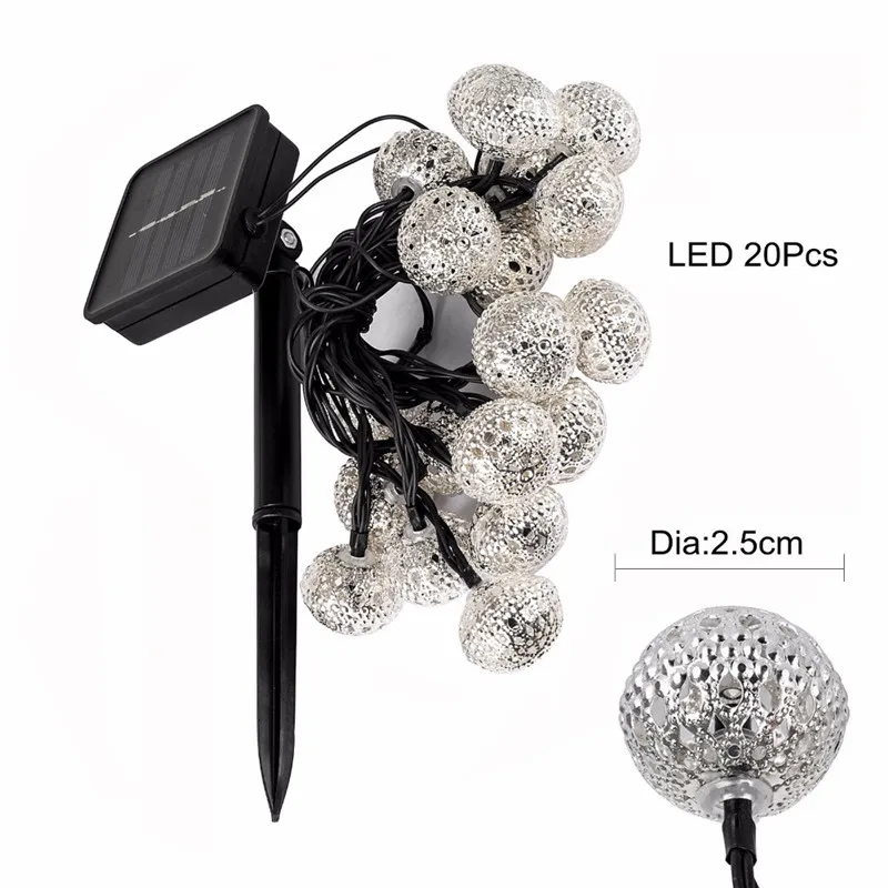5 м 20 светодиодный s гирлянда Morocco металлический шар солнечные гирлянды открытый