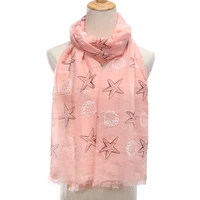 2021 new fashion shawl wrap mint yellow color starfish shell print scarfs for women foulard echarpe