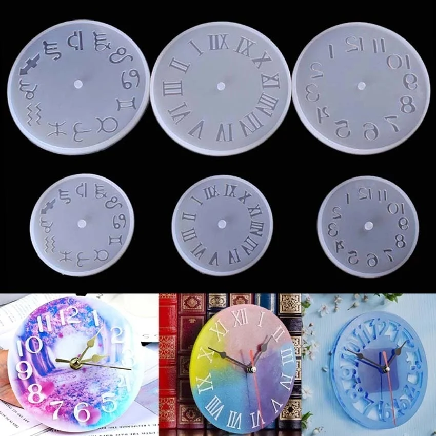 

8 Styles Arabic Roman Numerals Clocks Silicone Molds Epoxy Resin Mold Clear DIY Clock Moulds Handcraft for Jewelry Making Craft