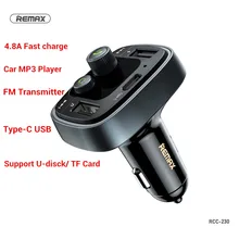 Remax Car Charger Bluetooth 5.0 FM Transmitter Dual USB/Type-c Car kit 4.8A fast charge LED Display Real-time voltage monitoring