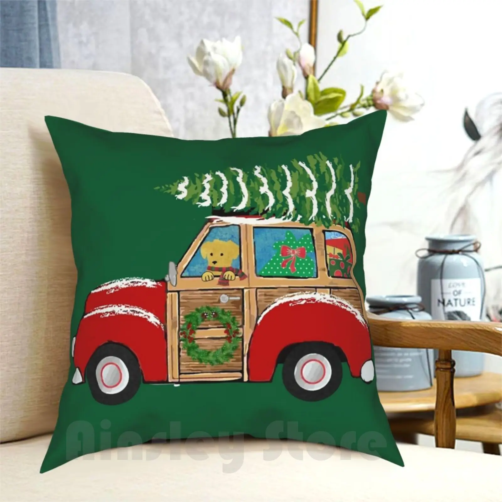 

Рождественская елка с рисунком древесного вагона-приносит домой подушка для рождественской елки мягкая подушка с рисунком для дома для пер...