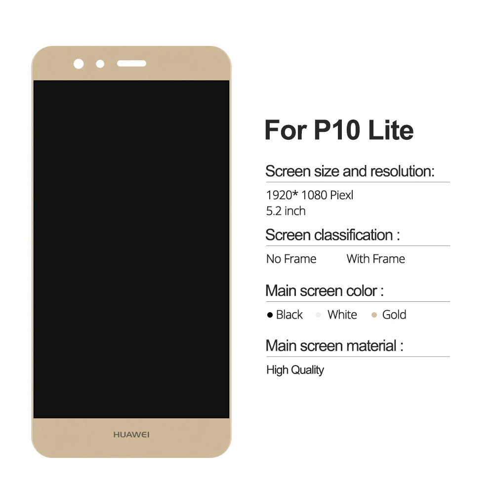 100% новый 5 2 &quotЖК дисплей для HUAWEI P10 Lite сборочного узла сенсорного экрана ЖК