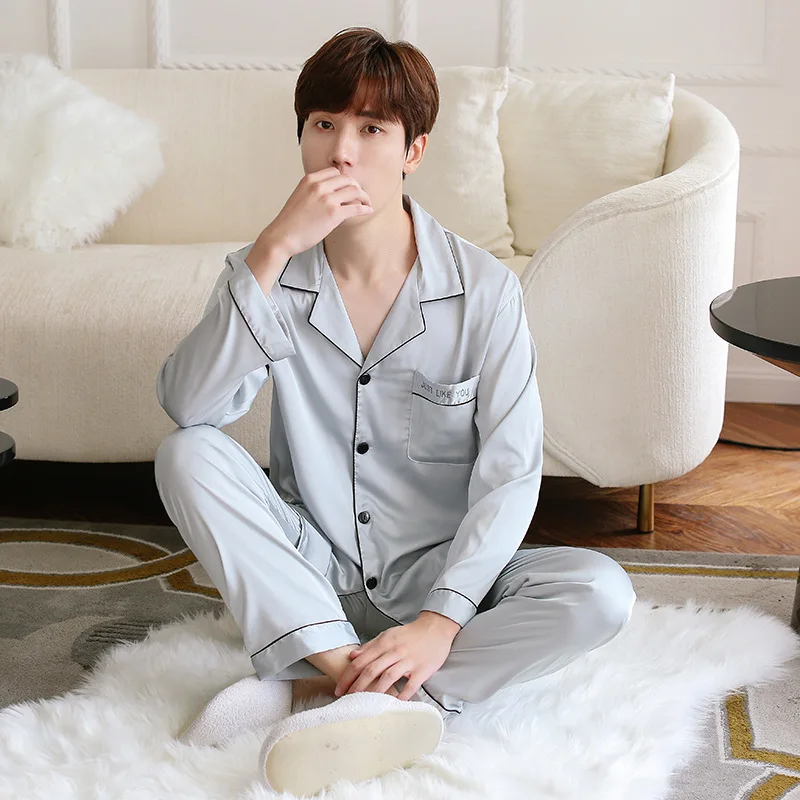 Красные весенние комплекты одежды для сна мужская рубашка брюки костюм