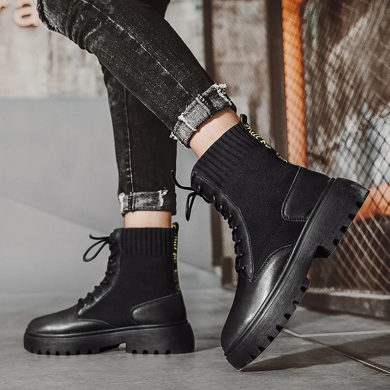 Эластичные Ботинки Martin женские короткие ботинки 2021 мужские на толстой подошве в