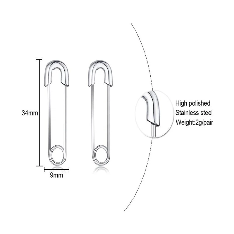 

Punk Rock Style Safety Paperclip Pin Ear Hook Stud Earrings Exquisite Jewelry Gift for Women Men