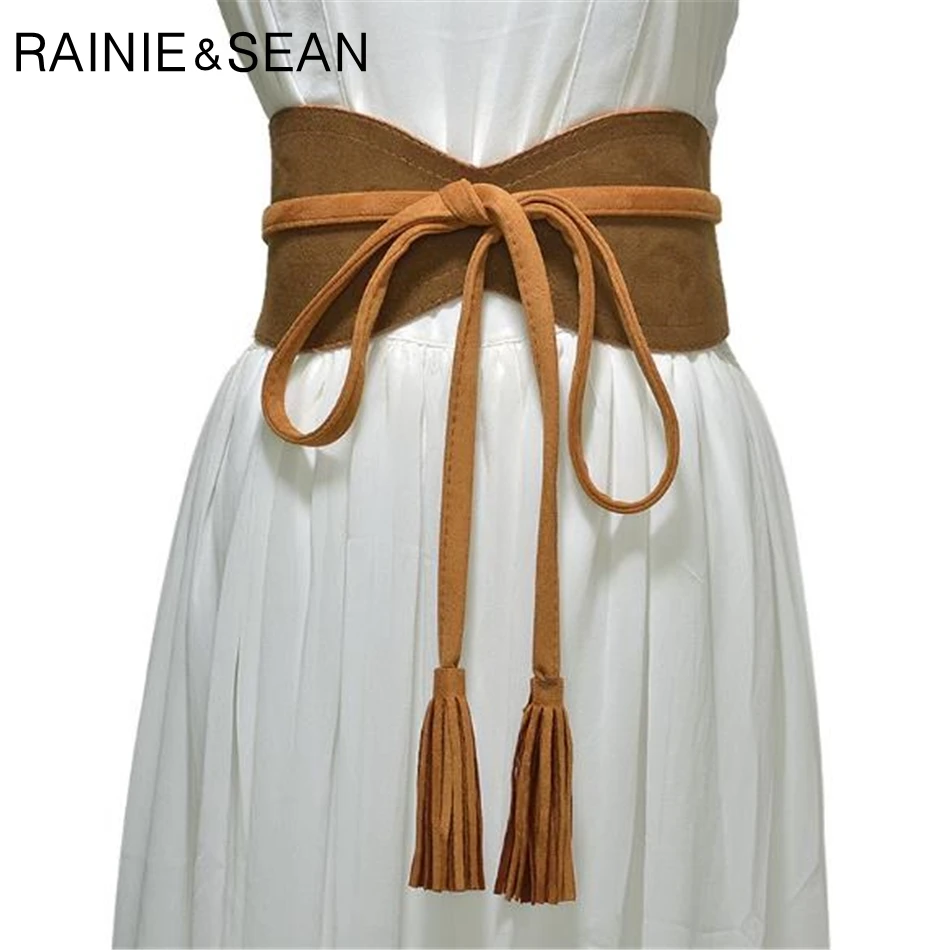 

Women Belt Wide Ladies Belt For Dresses Leather Red Black Brown Self Tie Designer Female Faux Leather Cummerbunds For Women