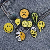 fun expression enamel pin custom wholesale smiling face cry face skull face brooch dress lapel pin fashion jewelry badge gift