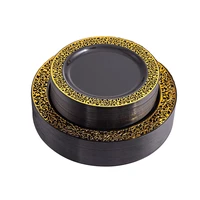 black plastic plates with gold rim lace design party plates disposable dinner platessaladdessert plates for weddings parties