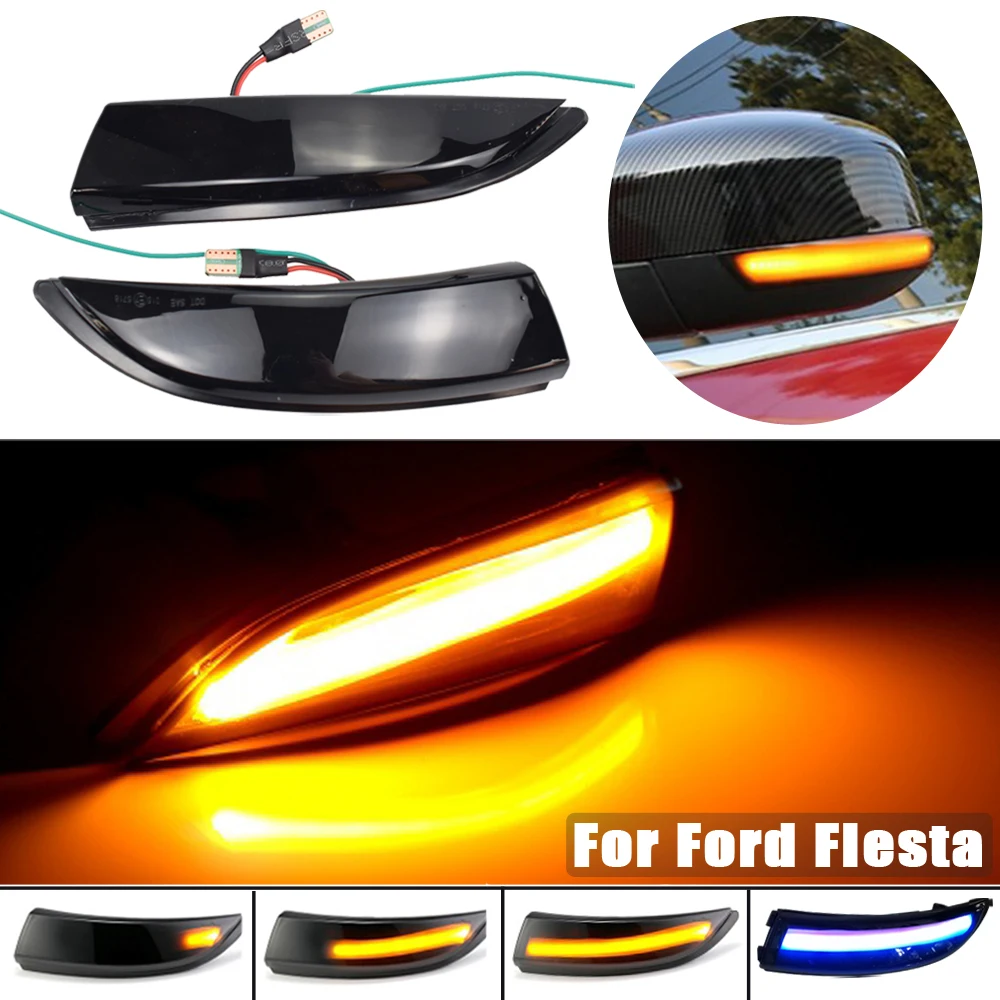 

For Ford Fiesta MK6 VI UK MK7 2008-17 B-Max 2012 Dynamic LED Blinker Side Mirror Marker Turn Signal Light Lamp Car Accessories
