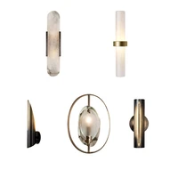modern metal baked wall sconces with led g4 glass shade marble hardware wall lamp for home background wall lamp bedside lamp