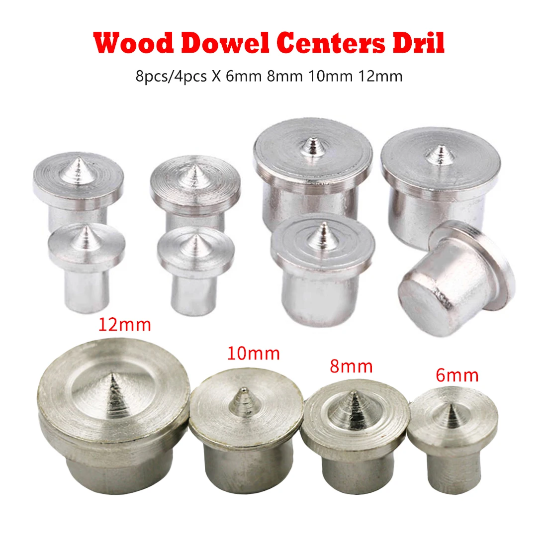 

Solid Type 6mm 8mm10mm 12mm 8pcs/4pcs Dowel Pins Center Point Drill Woodworking Dowel Tenon Center Drill For Woodworking
