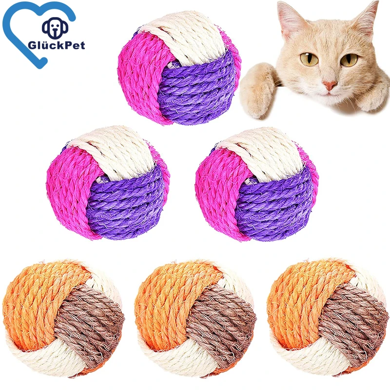 

Шарики для кошек, 6 шт., игрушечные когтеточки для собак, кошек из сизаля, кошачьи когтеточки, Игрушечные Мячи для домашних животных, износост...