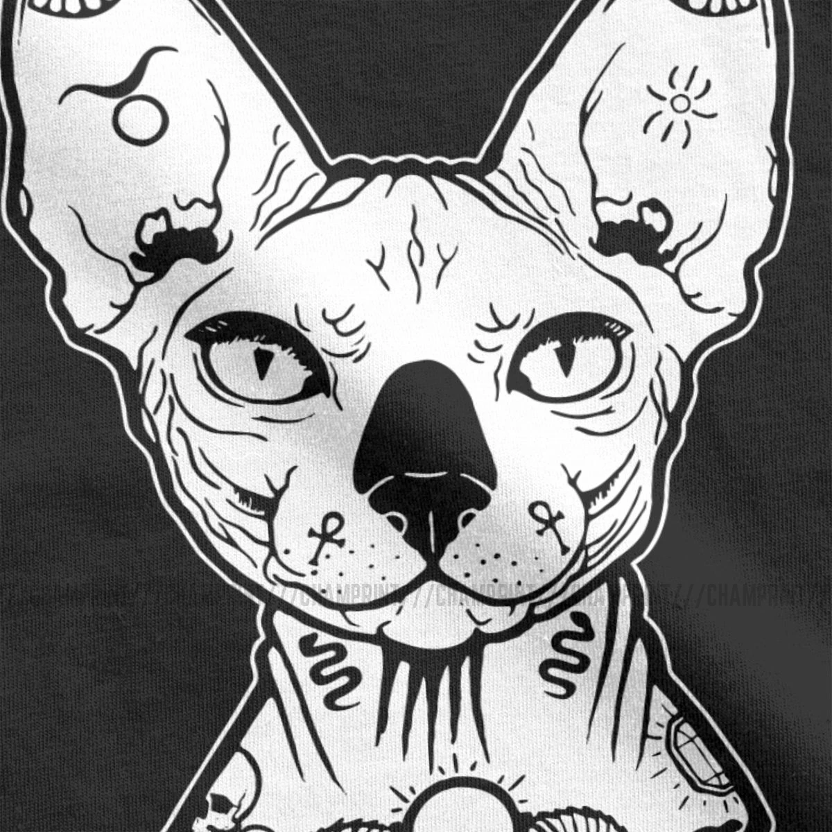 Сфинкс тату футболки мужские 100% хлопок Винтажная Футболка канадский голая кошка