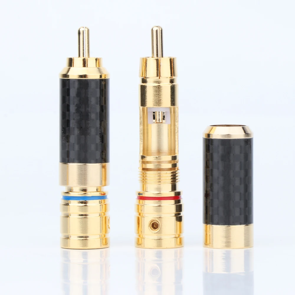 4 шт. R1710 углеродного волокна позолоченный штекер RCA совмещенный дальний конец