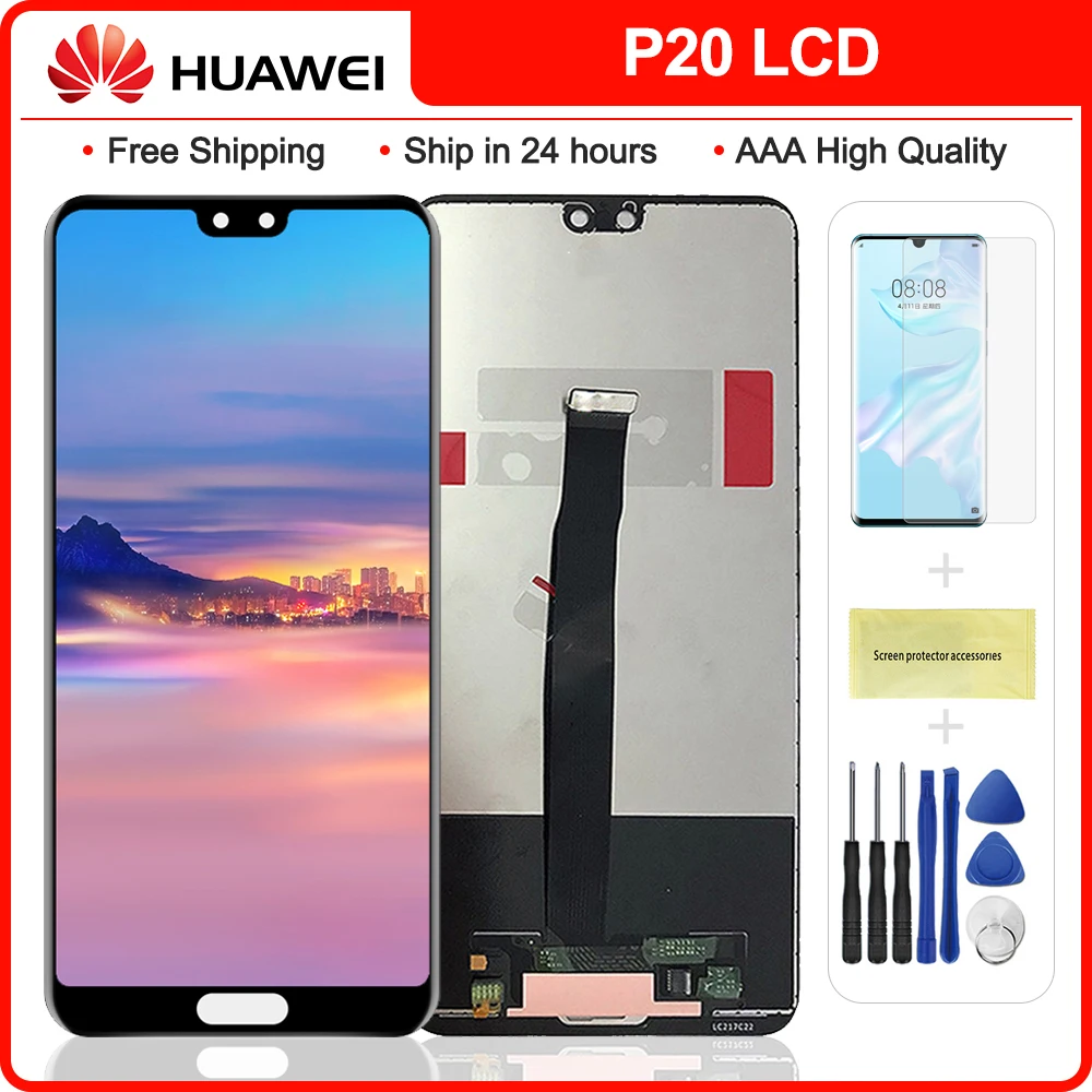 ЖК-дисплей 5 8 дюйма для Huawei P20 черный сенсорный экран с дигитайзером в сборе EML L29 L22