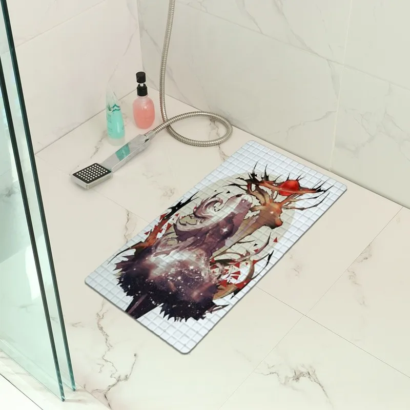 

Bath Mat Waterproof Shower Curtain Toilet Five-Piece Set PVC Non-Slip Bath Mat Door Mat Flannel Printing Carpet