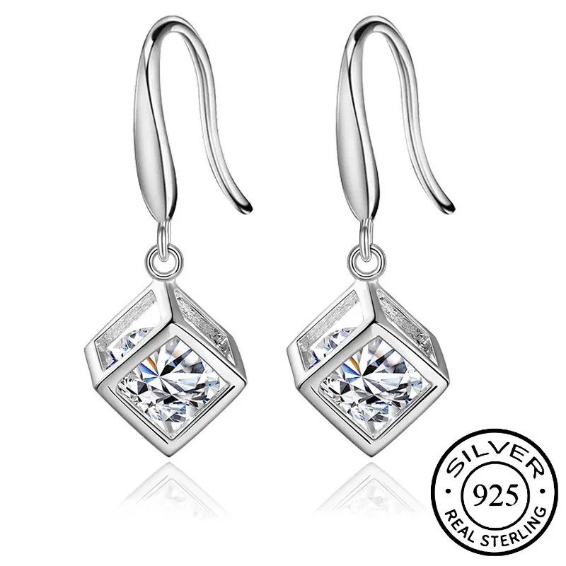 Женские серьги-кубики из стерлингового серебра 925 пробы свадебные украшения с