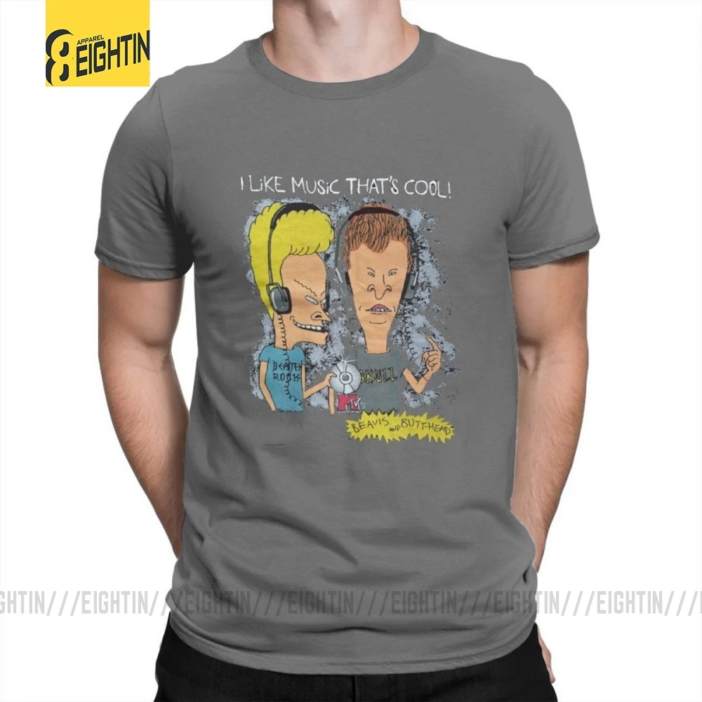 Beavis And Butthead футболки из хлопка с коротким рукавом футболки Awesome MensT модные футболки с круглым вырезом Большие размеры забавные - Цвет: Темно-серый