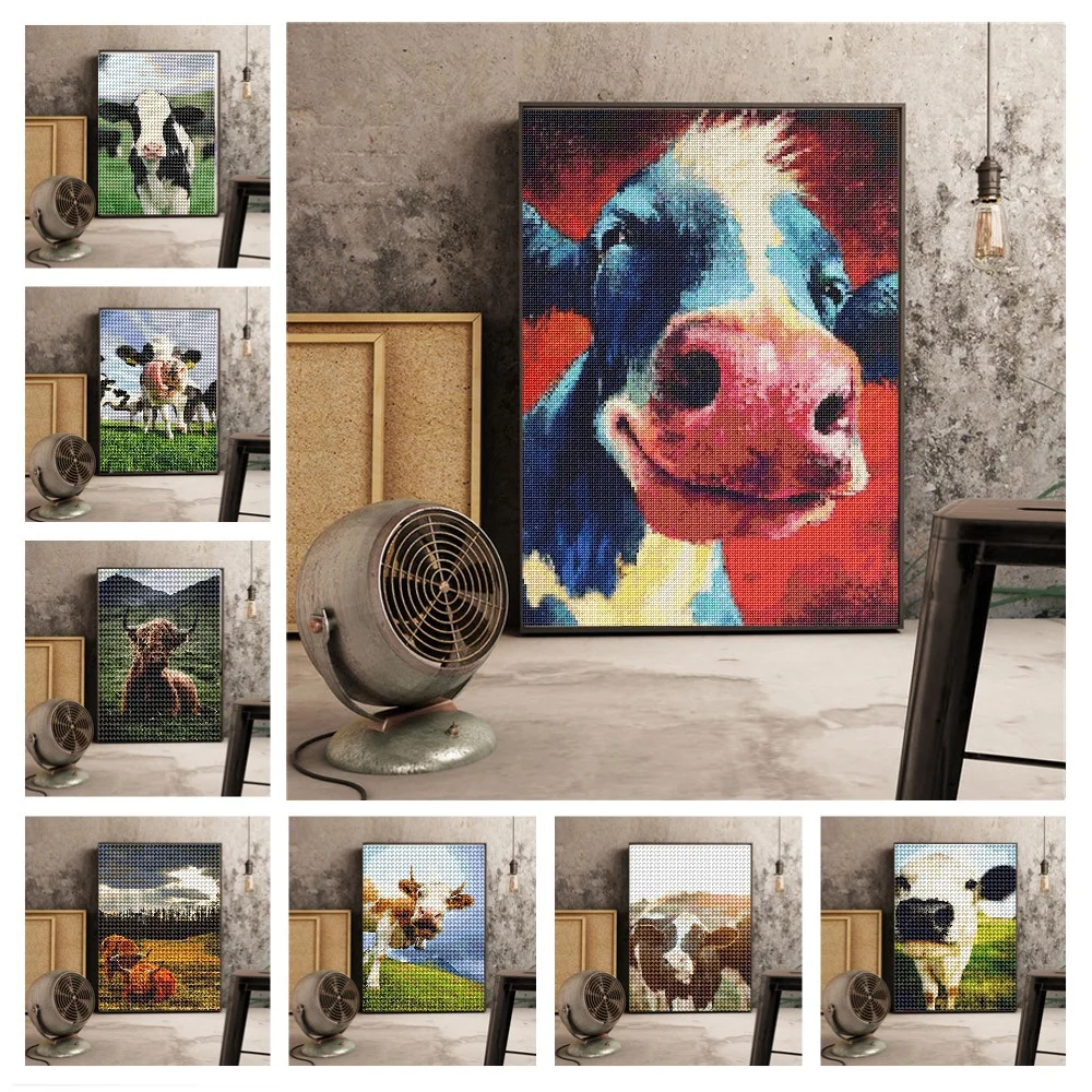 Корова 5D полная круглая алмазная живопись поделки Алмазная вышивка картина