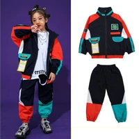 cheer uniform kids hip hop clothing streetwear top pullover pocket running pants patchwork jazz dance costume girls outfits