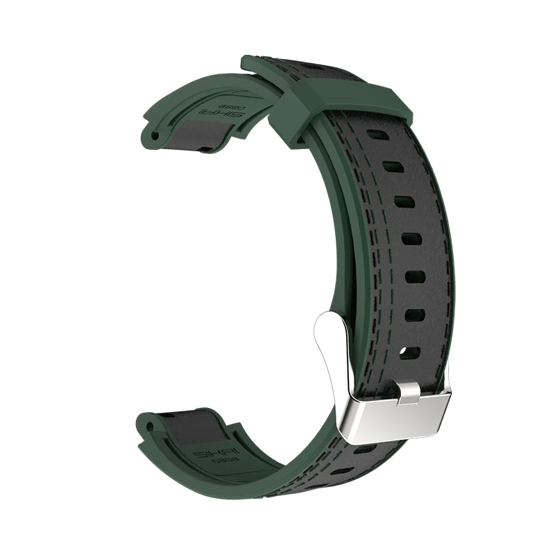 army green SIKAI силиконовый кожаный ремешок для часов Huami Xiaomi Amazfit Verge 3 lite часы высококачественный ремешок сменный Браслет для Huami 3 - Цвет: army green