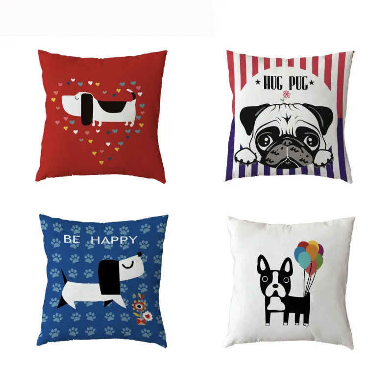 Рекламные белый диванная подушка покрывает панель в форме французского бульдога
