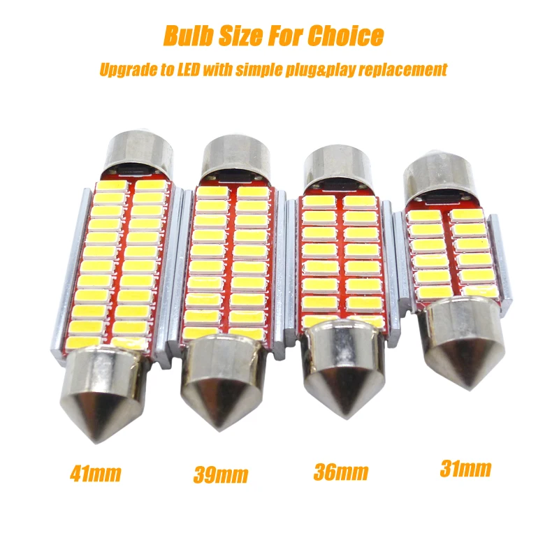 2x гирлянда 31 мм 36 39 42 Светодиодная лампа C5W C10W 4014 SMD Canbus без ошибок для салона
