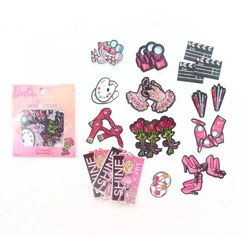 pink Domikee новые милые kawaii японские лазерные блестящие школьные украшения для детей DIY bullet journal Стикеры для дневника набор канцелярских принадлежностей 36 шт - Цвет: pink