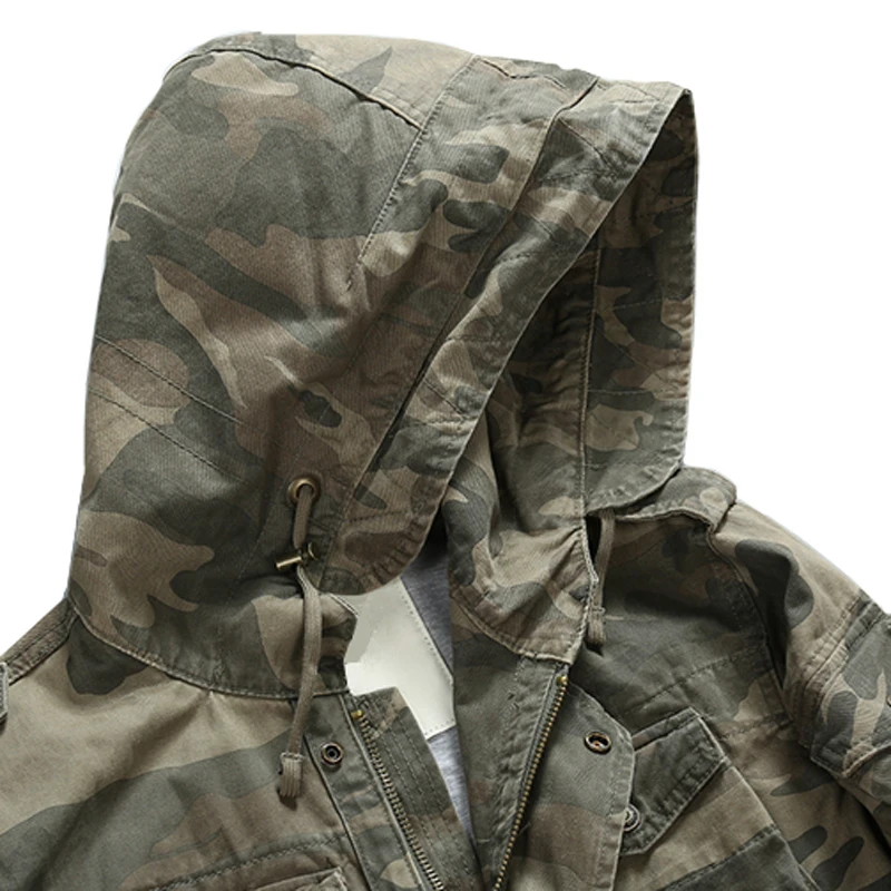 Мужская куртка с капюшоном камуфляжная уличная в стиле милитари верхняя одежда