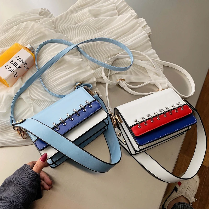 Женская сумка-мессенджер с металлическим кольцом регулируемый плечевой ремень