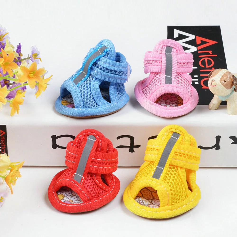 

Дышащая обувь для собак, сандалии, нескользящая летняя сетчатая обувь с защитой лап, светоотражающая Регулируемая обувь для щенков, ботинки...