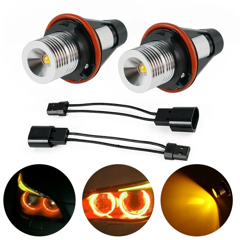

8000K Amber LED Angel Eye Marker Halo Light Bulbs Lamps for -BMW E39 E53 E60 E63 E64 E66 E87 5 6 7 X3 X5 [Pack of 2 Pcs]
