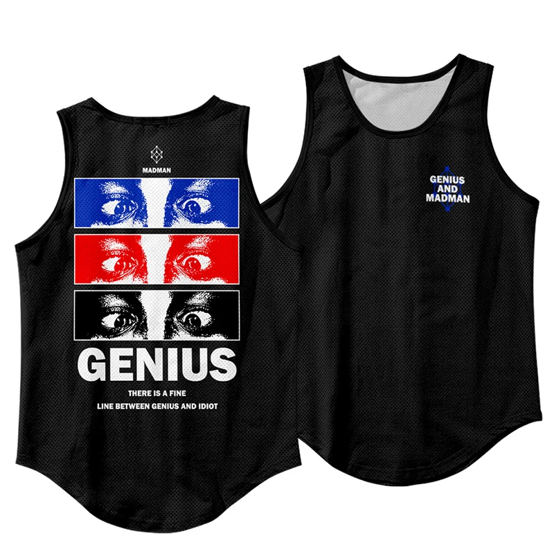 

Майка для бодибилдинга 3d Genius and Madman, модный костюм без рукавов для мужчин и женщин, жилет для фитнеса, свободная повседневная одежда 3D для мал...