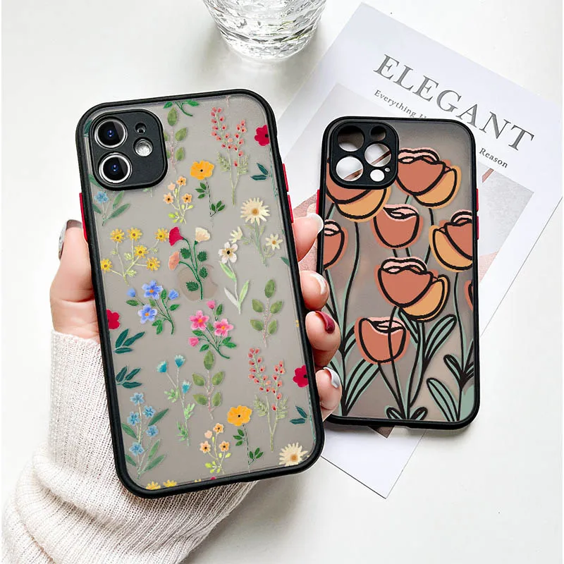 

Phone Case For Realme C21 Case Oppo Reno 5 Lite 8 Pro 7i C11 C12 C15 C20 C25 V13 Narzo 20 Shell PC Matte Full Cover Flower Coque
