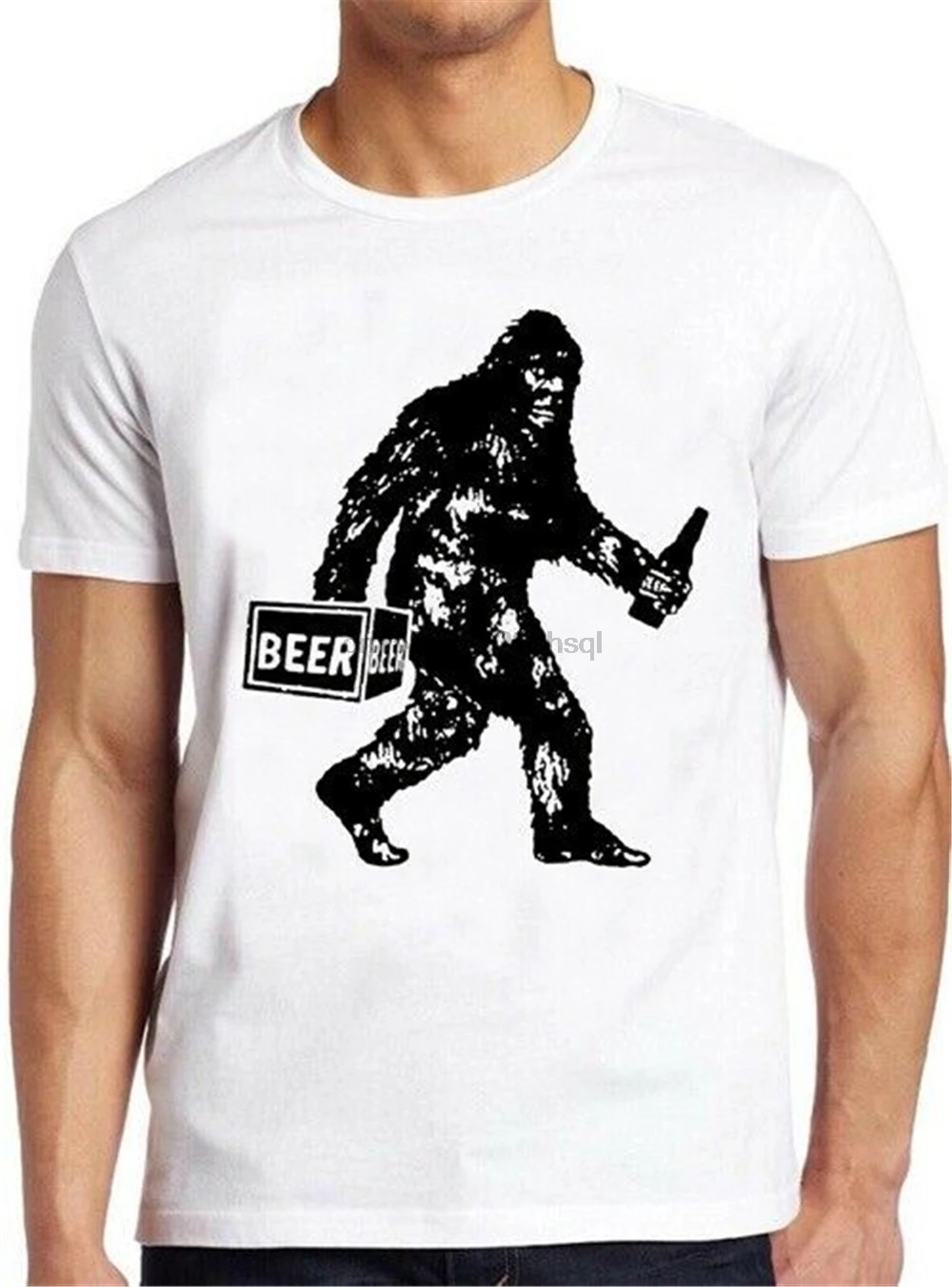 Футболка Bigfoot забавное пиво Питьевая винтажная Sasquatch подарок ретро крутая