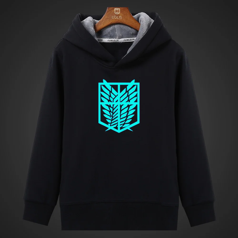 Флуоресцентные светящиеся мужские толстовки в стиле аниме атака на Титанов с