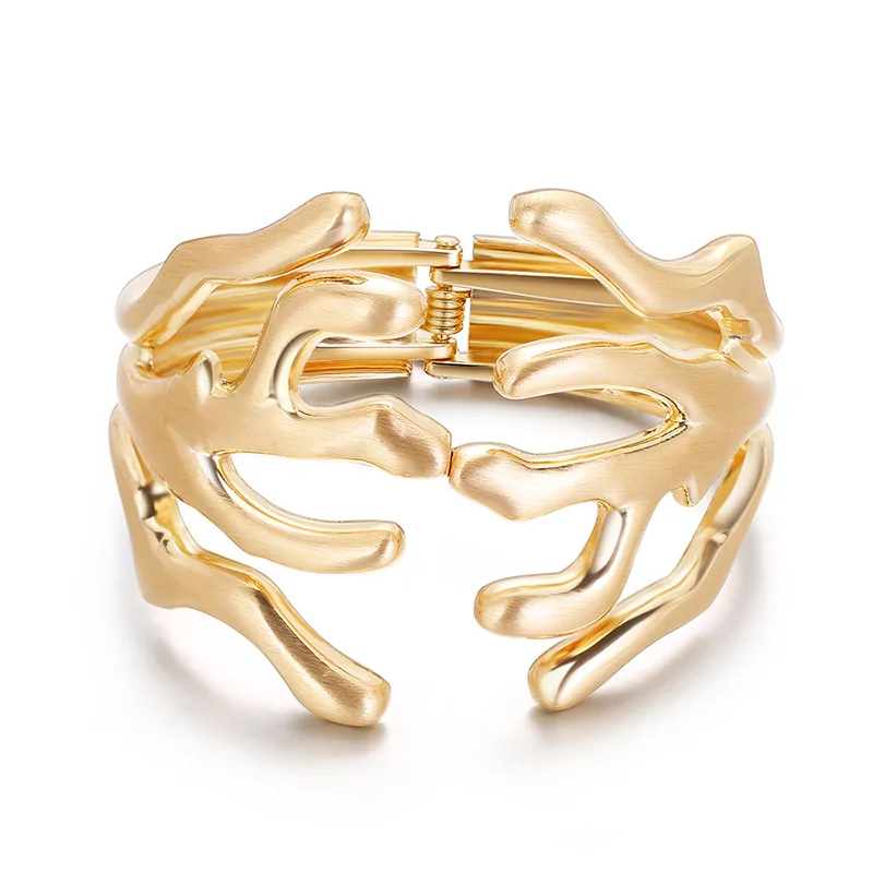 

ORNAPEADIA Hot Selling Fashion Exaggerated Special-shaped Branch Wide Side Spring Open Bracelet for Women Bangles Wholesale