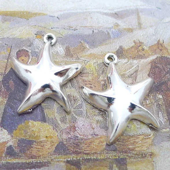 

Newest 10Pieces 21*26mm Mixed Alloy Antique Silver Color Starfish Charms Earring Pendant Accessory For DIY Jewelry Making