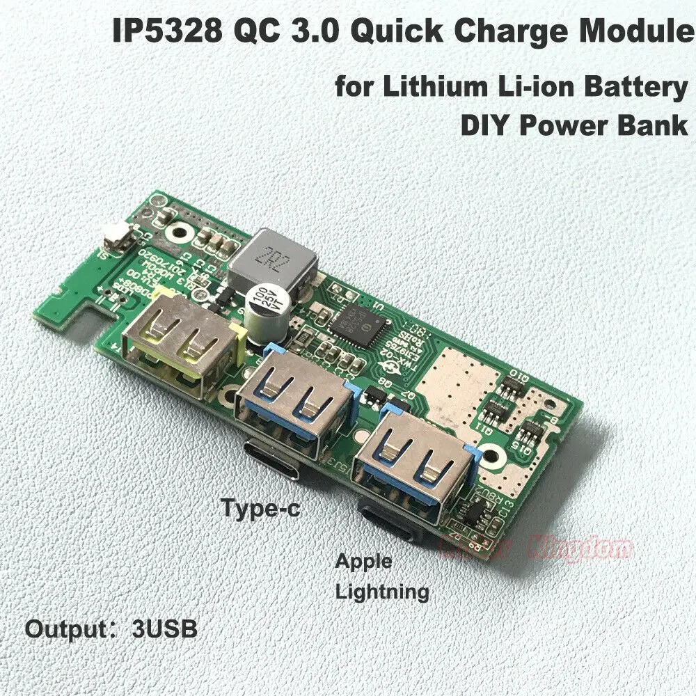 IP5328 QC 3 0 Тип USB C Apple Lightning литий ионный аккумулятор 18650 Быстрая быстрая зарядка