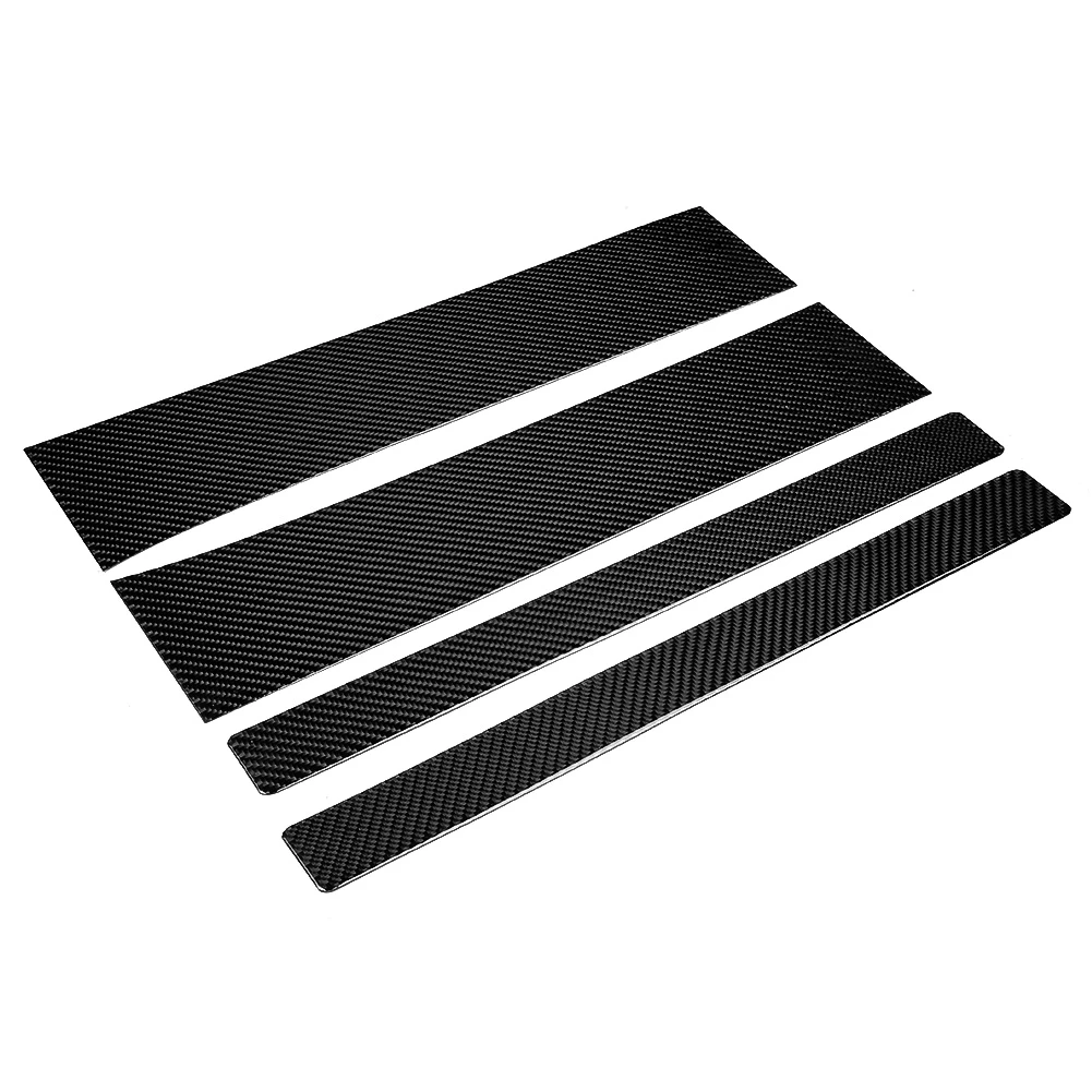 

4pcs Carbon Fiber Car Door Sill Scuff Plate Guards Cover Trim Fit for Tesla Model X 2016-2019