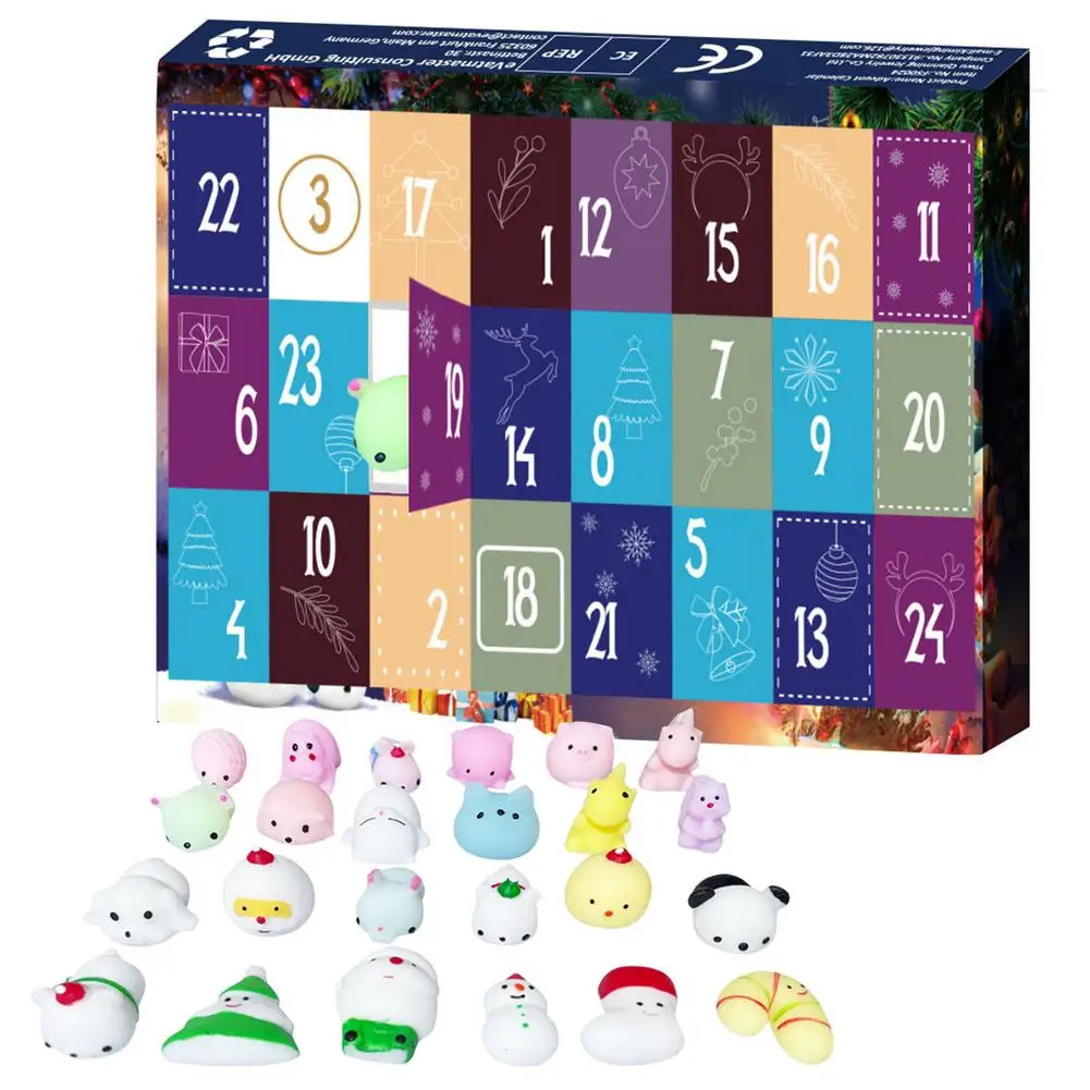 

Календарь с 24 маленькими сжимаемыми игрушками, Рождественское украшение для дома для взрослых и детей, рождественский подарок, новый год, Р...