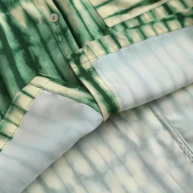 

NWOMN Za Women Blouses 2021 Summer Fashion Print Long Sleeve Top Woman Clothing Loose Pocket Women Vintage Tops Female Shirt