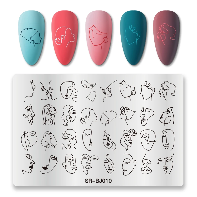 Женские трафареты из нержавеющей стали для стемпинга ногтей С Простыми линиями |