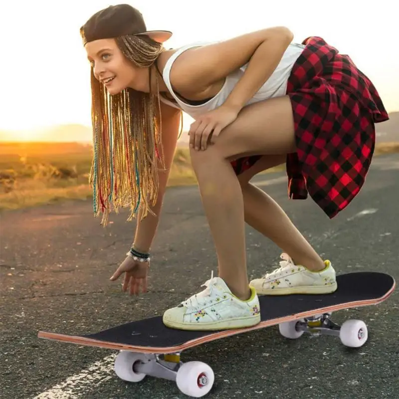 

Skateboard Longboard Adult Teenagers Girl Russia Maple Natural Wood Retro Fashion Flat-Plate Double Rocker Skate Boards HWC