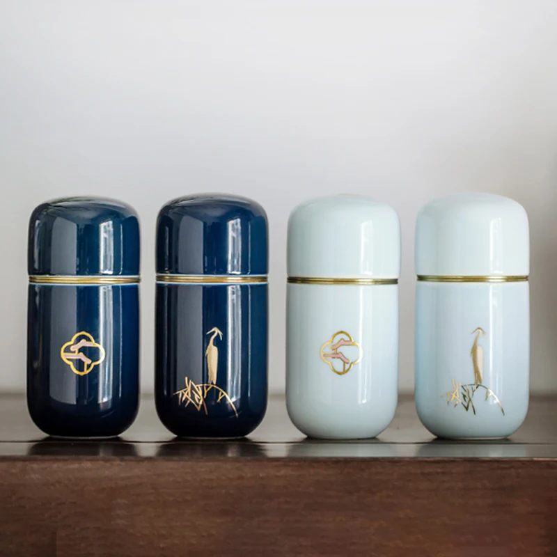 

Creative Small Ceramic Tea Caddy Tea Box Portable Travel Mini Sealed Tea Cans Sugar Coffee Tea Containers Thee Blikjes Teaware