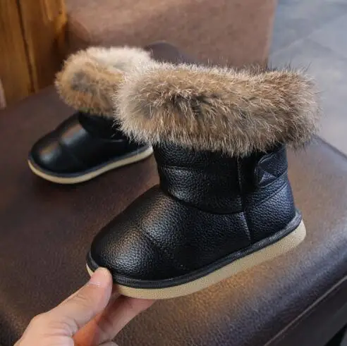 Ботинки-мартинсы детские на кроличьем меху мягкие Нескользящие европейские 21-30 |