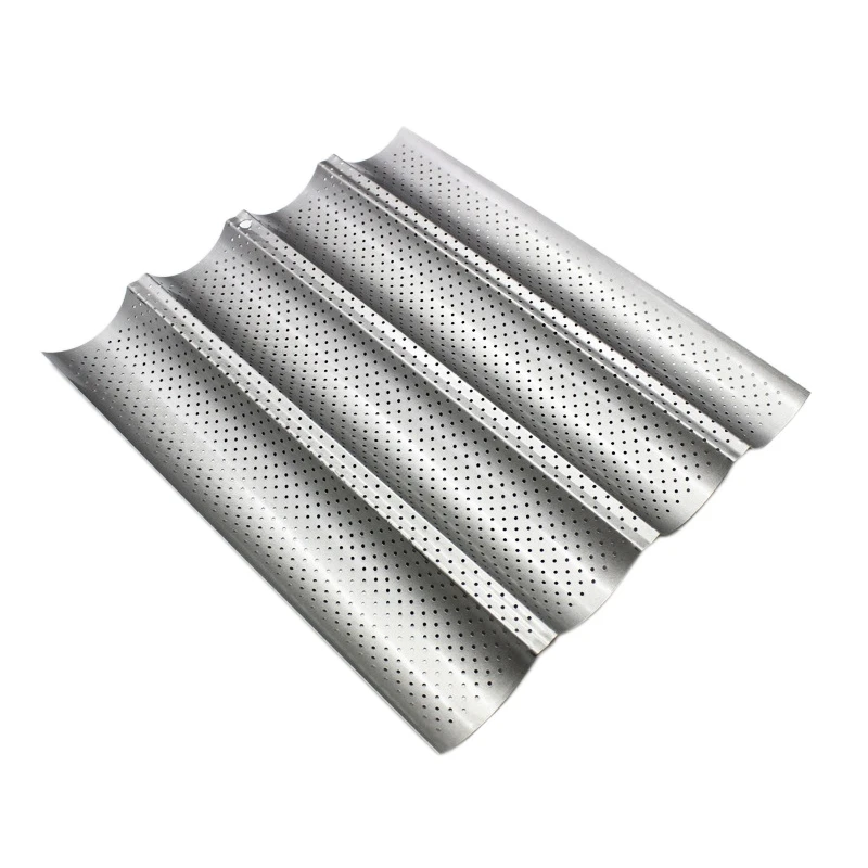 Качество еды антипригарное покрытие перфорированные багет хлебные сковородки 4