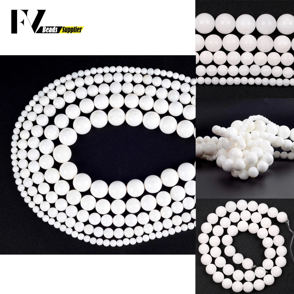 

Wholesale 4mm-12mm Natural White Tridacna Stone Spacer Round Beads For Jewelry Making DIY Bracelets Necklace Needlework 15"