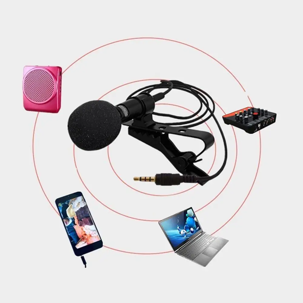 

Portable External 3.5mm Hands-Free Wired Lapel Clip Microphone K song For Loudspeaker Xiaomi Smartphones Computer Recording